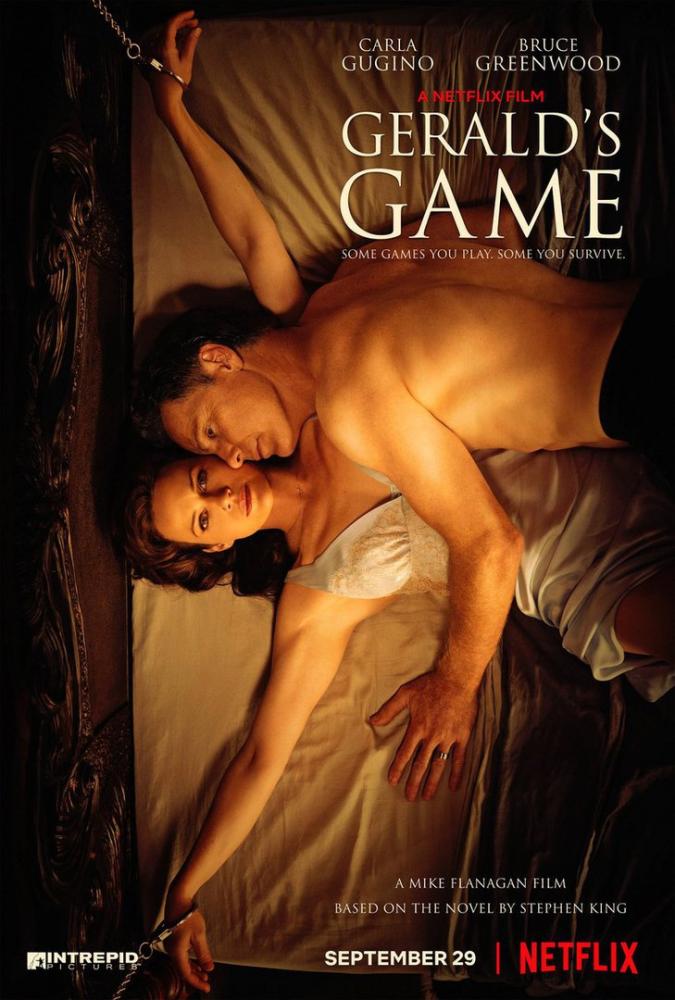 Official movie poster for, Geralds Game, produced by Intrepid Pictures and distributed by Netflix
